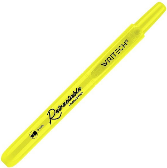 Writech Highlighter Marker Button Flat 1-4mm Retractable Neon Yellow 545687