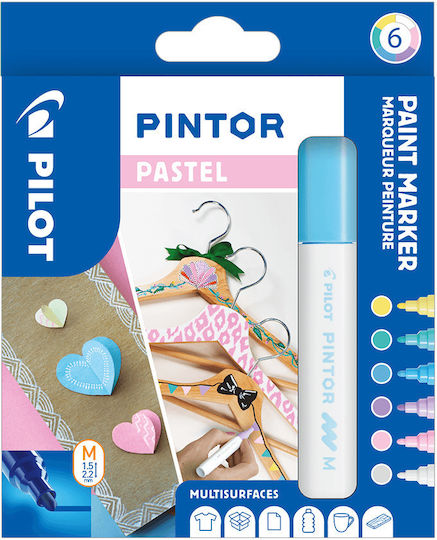 Pilot Pintor Medium Ανεξίτηλοι Μαρκαδόροι Pastel Painter 1.4mm Σετ 6 χρώματα