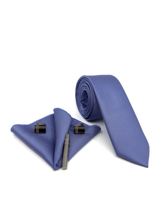 Blaues Raf Krawatten-Set 6,5 cm mit Einstecktuch