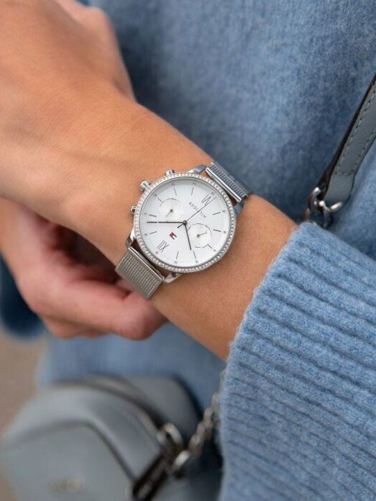 Tommy Hilfiger Blake Women's Watch Chronograph with Silver Metal Bracelet