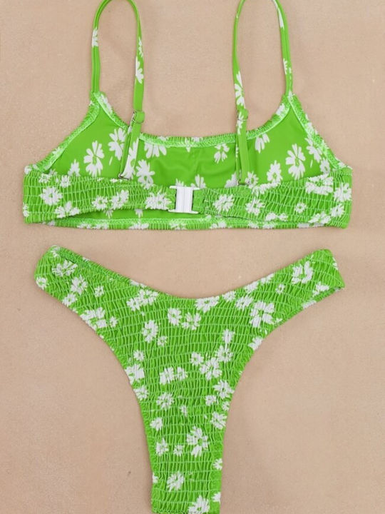 Gigi Bikini Set Sports Bra & Brazil Floral Light Green