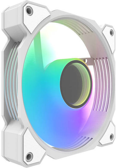 Darkflash DR08 Gehäuselüfter 120mm (1600rpm / 59,1cfm) mit RGB Beleuchtung und Verbindung 4-Pin PWM Weiß