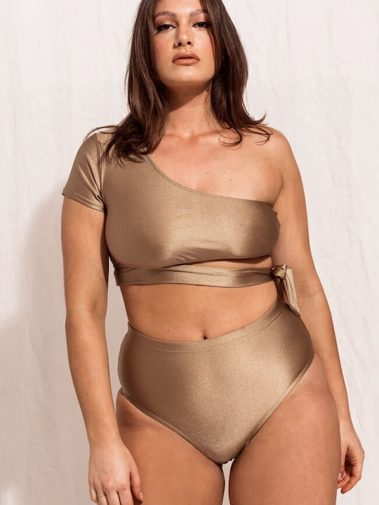 Bikini Set One Shoulder Beige