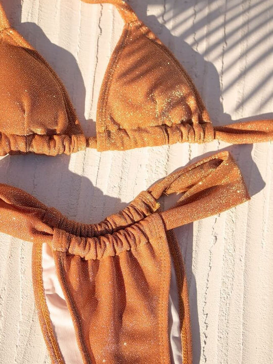 Padded Bikini Set Triangle Top & Slip Bottom Orange