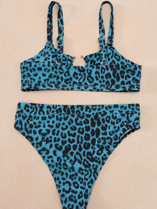 Gigi Bikini Set Sports Bra High Waist Petrol Blue-Dark