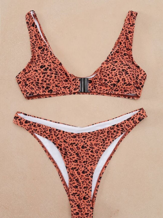 Gigi Bikini Set Sports Bra & Brazil Animal Print Brown