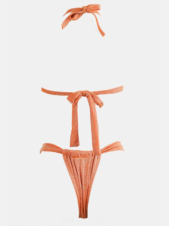 Padded Bikini Set Triangle Top & Slip Bottom Orange