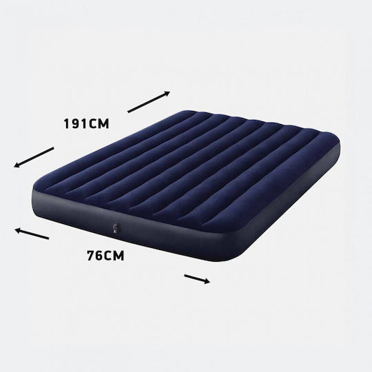 Intex Aufblasbare Schlafmatratze Einzel mit Integrierter Pumpe Classic Downy 191x76x25εκ. Blau