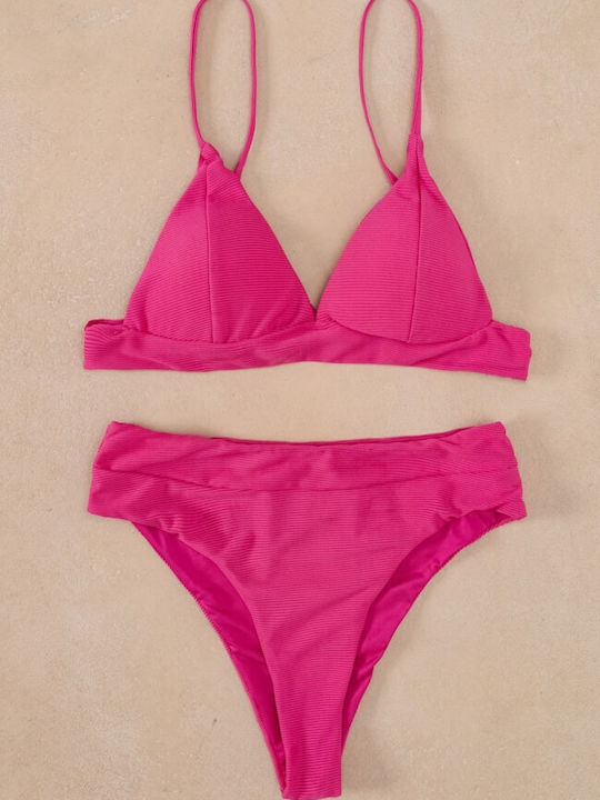 Bikini-Set mit Verstärkung Hohe Taille Fuchsia