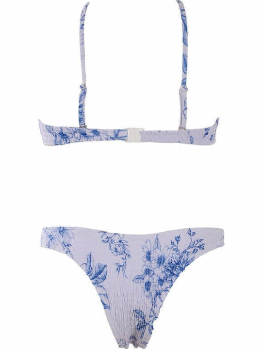 Gigi Bikini Set Sports Bra & Brazil Floral White
