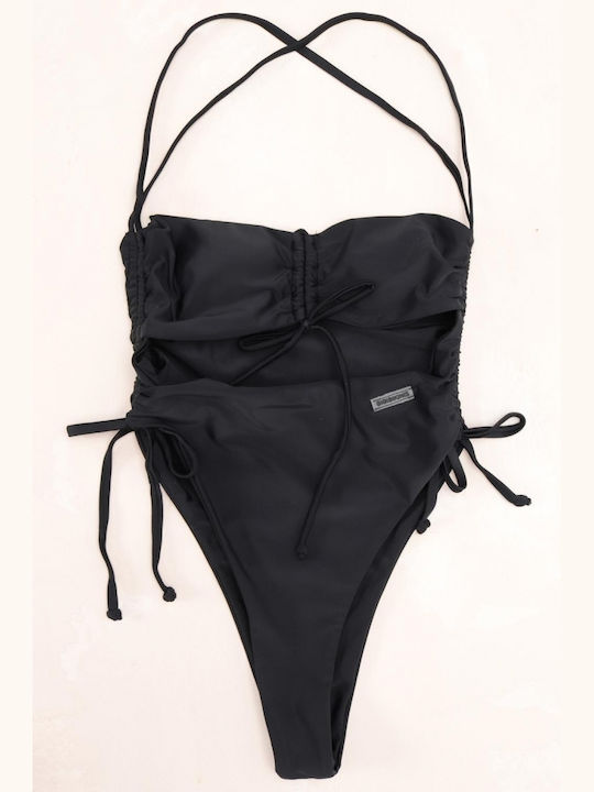 Costum de baie întreg cu decupaje și push-up Black