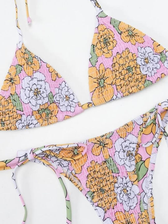 Set Bikini Dreieck Floral Gofré