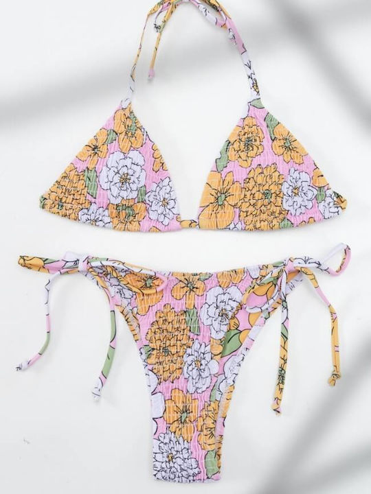 Set Bikini Dreieck Floral Gofré