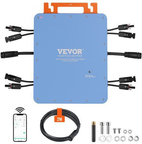 Vevor Ηλιακός Μικρομετατροπέας Δικτύου 1200w Αδιάβροχος Ip67 App Wifi Ip67wxbwnbq1t6bl4v2