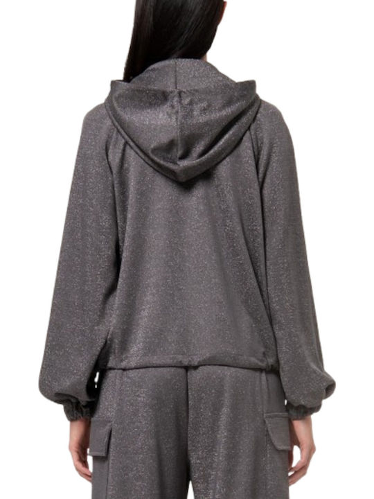 Fleece Cardigan Pentru Femei Cu Nasturi Argintiu