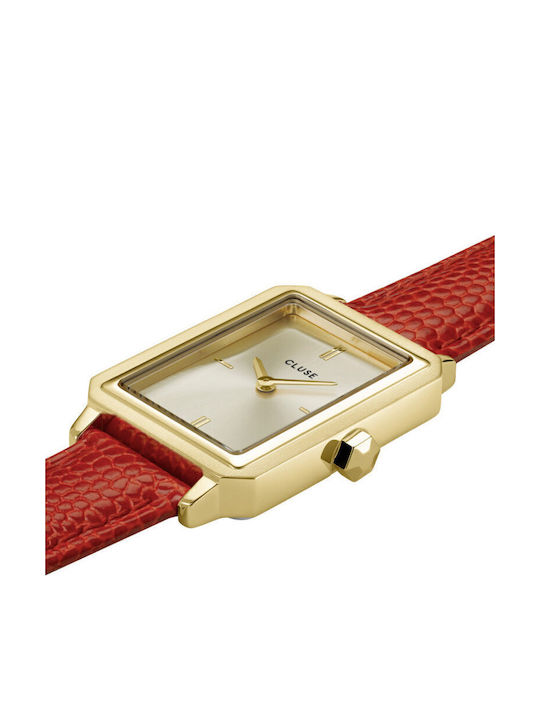 Cluse Fluette Women's Watch with Red Leather Strap