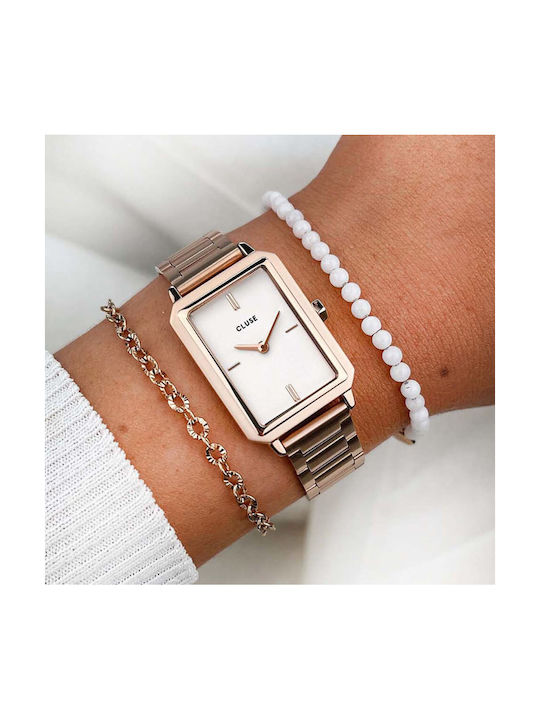 Cluse Fluette Watch with Pink Gold Metal Bracelet