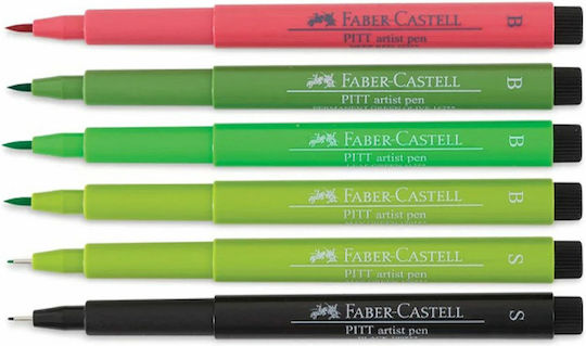 Faber-Castell Pitt Artist Design Markers 0.3mm Green 6pcs