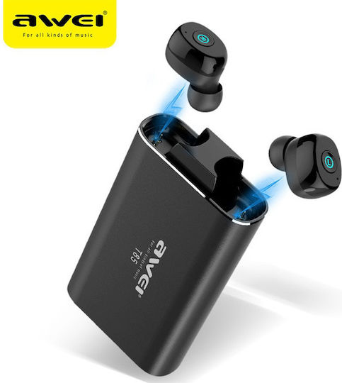 Awei T85 In ear Bluetooth хендсфри Слушалки с Устойчивост на Пот и Кутийка за Зареждане Черен