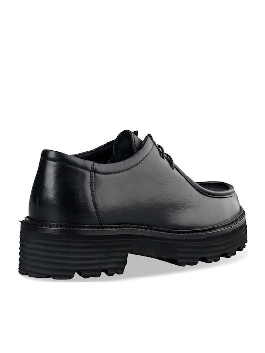 Chunky Brogues Leder Damen Oxfords in Schwarz Farbe
