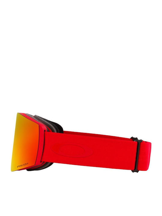 Oakley Fall Line L Μάσκα Σκι & Snowboard Ενηλίκων Κόκκινη με Φακό σε Κόκκινο Χρώμα