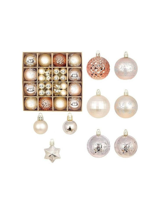 Christmas Balls Set Gold Champagne Matte Glossy Glitter Various Designs 3-6cm 44pcs