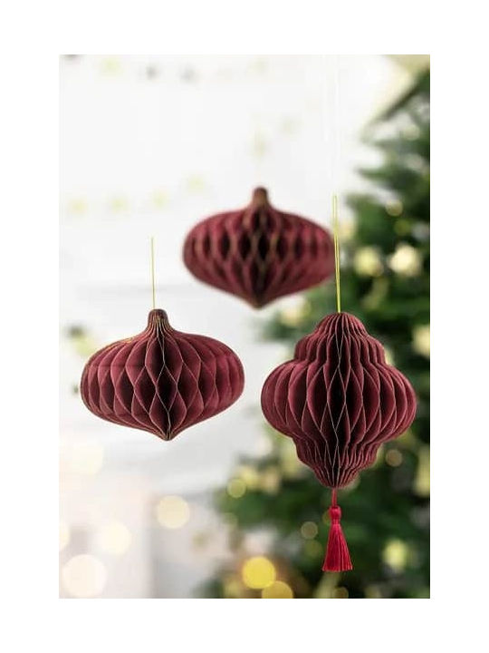 Christmas Ornament Oval Honeycomb Burgundy