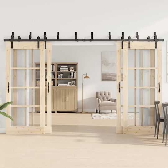 vidaXL Sliding Door Mechanism for Middle Door 366cm Black