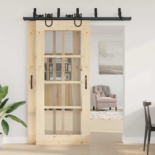 vidaXL Sliding Door Mechanism for Middle Door 183cm Black