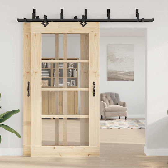 vidaXL Sliding Door Mechanism for Middle Door 213.5cm Black