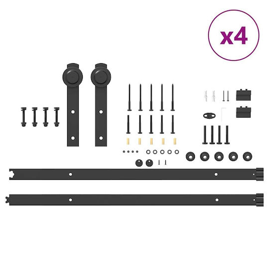 vidaXL Sliding Door Mechanism for Middle Door 366cm Black