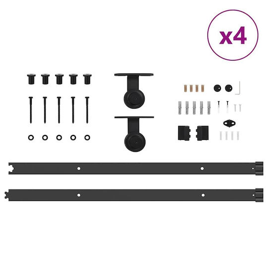 vidaXL vidaXL Sliding Door Mechanism for Middle Door 427cm Black