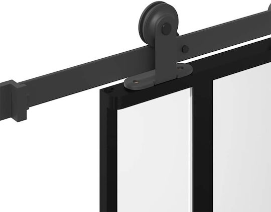 Vidaxl Комплект за плъзгаща се врата 76x205 см стъкло и алуминий черен