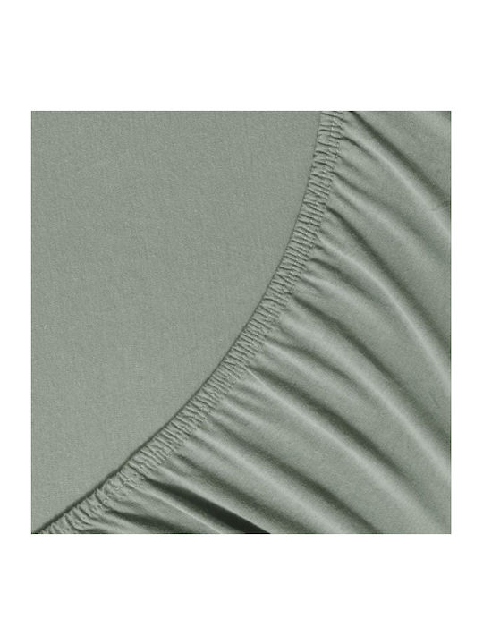 La Luna Sheet for Single Bed with Elastic 100x200+40cm. Haki