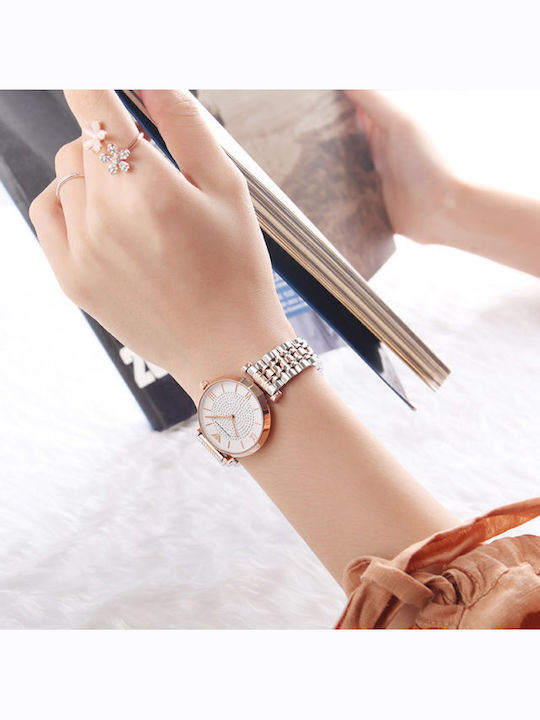 Emporio Armani Gianni Γυναικείο Ρολόι 32mm Μπαταρίας με Ροζ Χρυσό Μεταλλικό Μπρασελέ