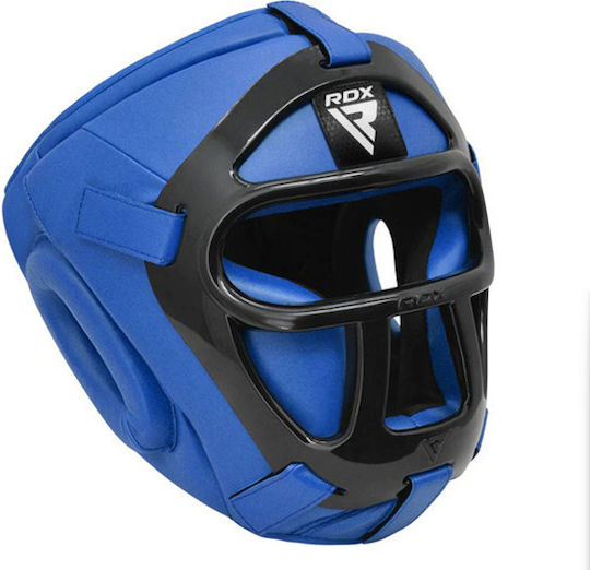 RDX Adult Full Face Boxing Headgear Leather Blue