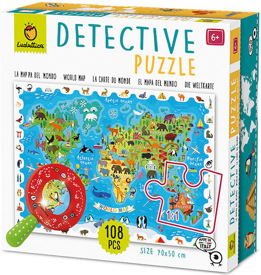 Детски Пъзел Animal Map Of The World 108бр Ludattica