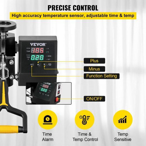 Mașină de transfer termic 2în1 Vevor 15x15" pentru tricouri și pălării Dg3838cm2220vbui0v2