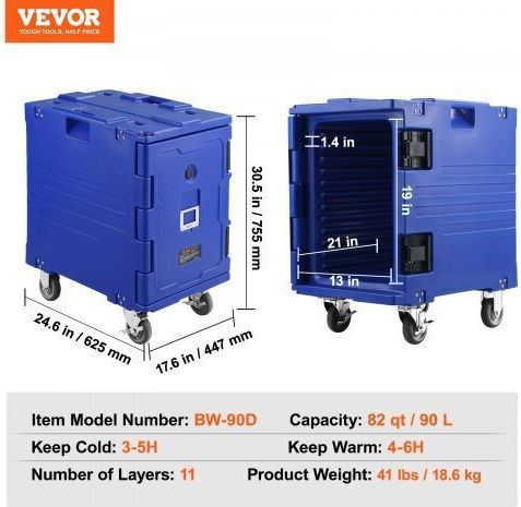Vevor Επαγγελματικό Ισοθερμικό Κιβώτιο 90lt