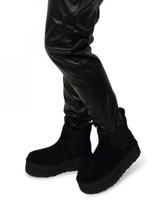 Neumel Leather Women's Chelsea Boots with Medium Heel Black