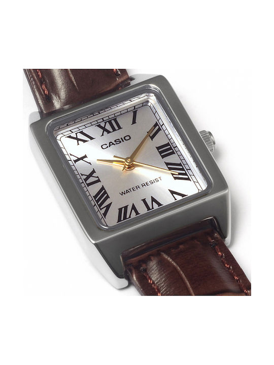 Casio Women's Watch with Brown Leather Strap