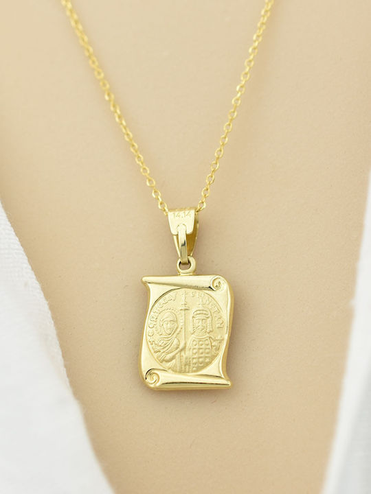 Goldjewels Necklace Double Amulet Virgin Mary from White gold 9 K