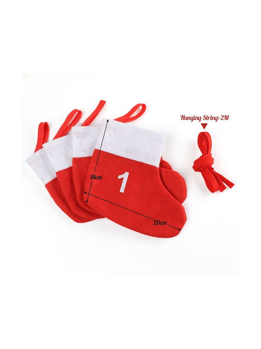 Christmas Decorative Fabric Red Socks L20xW18xH18cm 24pcs