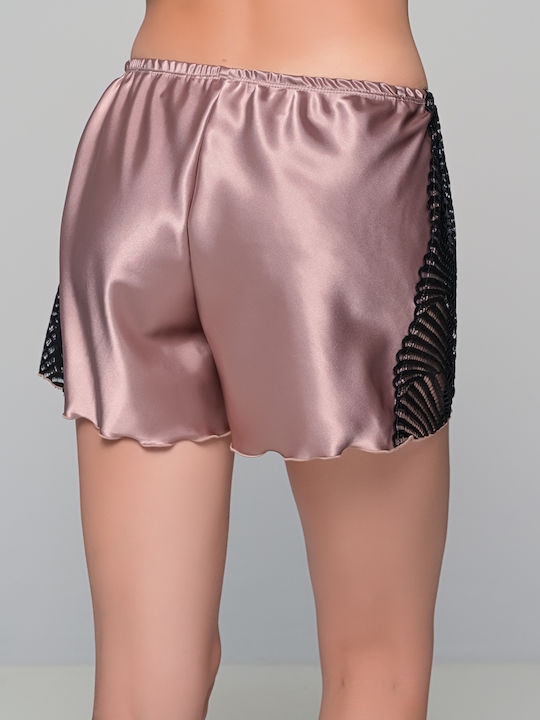 Milena by Paris Καλοκαιρινό Σατέν Babydoll Καφέ