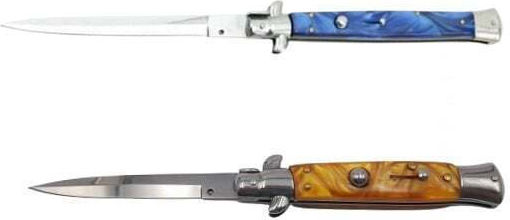 Set Două Cuțite Automate Lamă Stiletto 23 Cm Albastru Maro