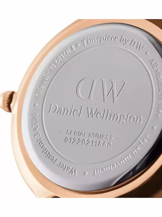 Daniel Wellington Petite Melrose Womens Watch 28mm Battery with Pink Gold Metal Bracelet