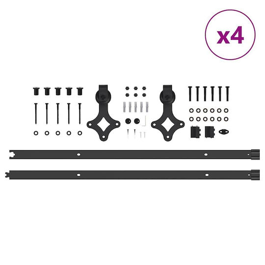 vidaXL Sliding Door Mechanism for Middle Door 427cm Black