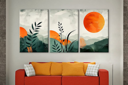 Decowalls Τρίπτυχος Πίνακας σε Καμβά 60x120cm