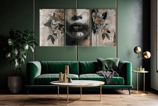 Decowalls Triplu Tablou pe Pânză 60x120cm