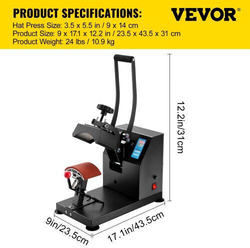 Vevor 5.5x3.5" 600w Cap Heat Press Machine Cp2815-sthj000001v2